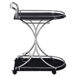 Pemberly Row 2-Tier Glass Bar Cart with Chrome Metal Frame
