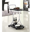 Pemberly Row 2-Tier Glass Bar Cart with Chrome Metal Frame