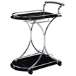 Pemberly Row 2-Tier Glass Bar Cart with Chrome Metal Frame