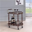 Pemberly Row 2-Tier Rectangular Wood Bar Cart in Merlot with Brass Accents