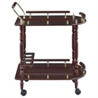Pemberly Row 2-Tier Rectangular Wood Bar Cart in Merlot with Brass Accents