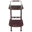 Pemberly Row 2-Tier Rectangular Wood Bar Cart in Merlot with Brass Accents
