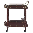 Pemberly Row 2-Tier Rectangular Wood Bar Cart in Merlot with Brass Accents