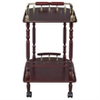 Pemberly Row 2-Tier Rectangular Wood Bar Cart in Merlot with Brass Accents