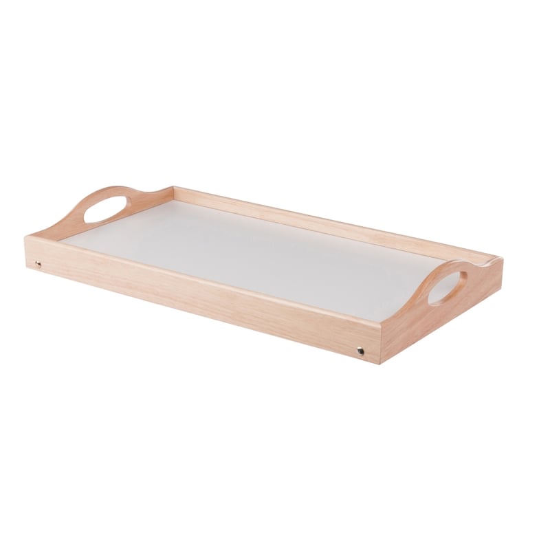 Pemberly Row Alani Breakfast Tray in Natural and White Finish