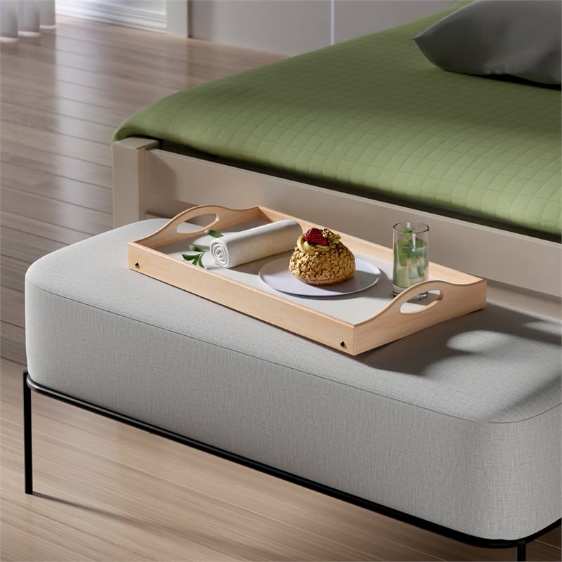 Pemberly Row Alani Breakfast Tray in Natural and White Finish