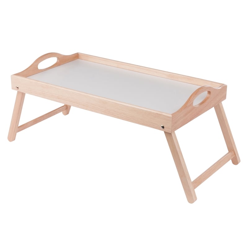Pemberly Row Alani Breakfast Tray in Natural and White Finish