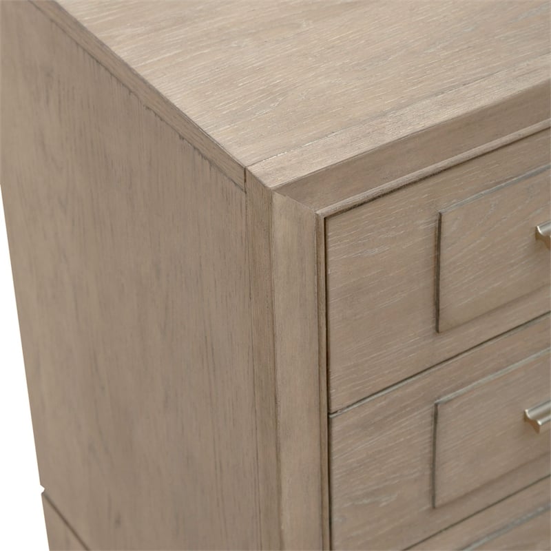Pemberly Row 3 Drawer Nightstand with Charging Station in Sandstone Oak