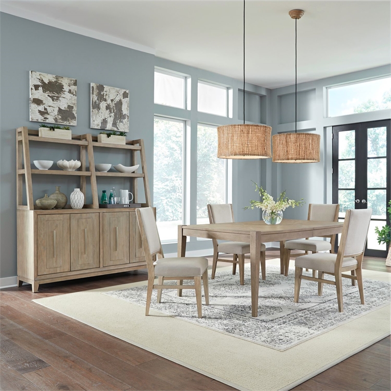 Pemberly Row 5 Piece Rectangular Dining Table Set with Chairs in Brown