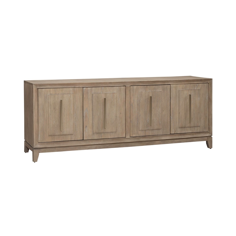 Pemberly Row 78 Inch TV Console with Floating Base and Saber Feet in Brown