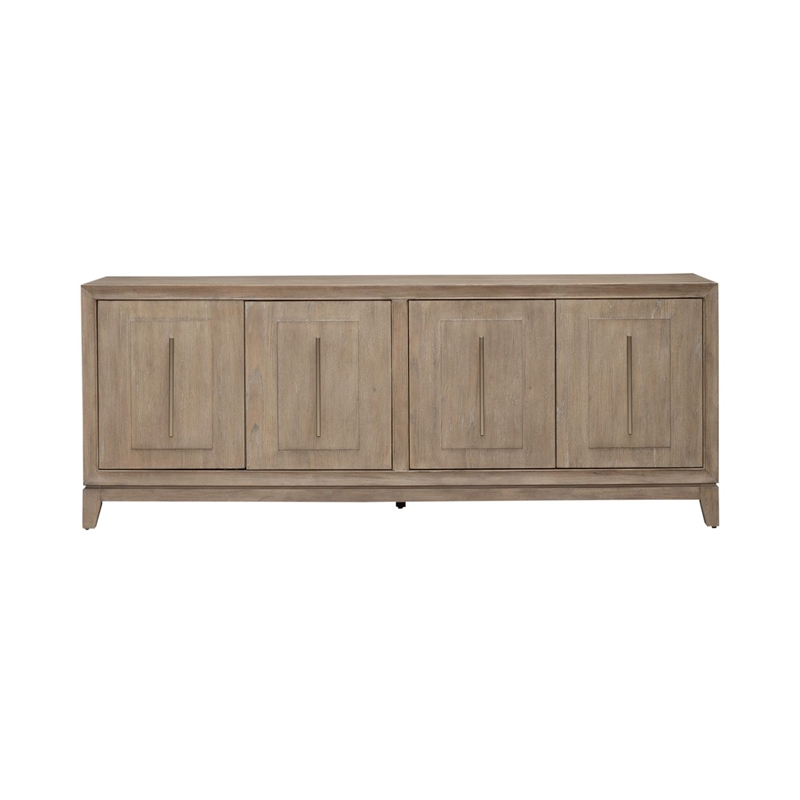 Pemberly Row 78 Inch TV Console with Floating Base and Saber Feet in Brown