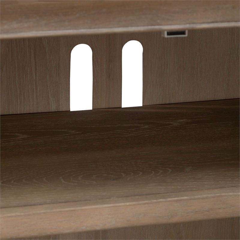 Pemberly Row 78 Inch TV Console with Floating Base and Saber Feet in Brown