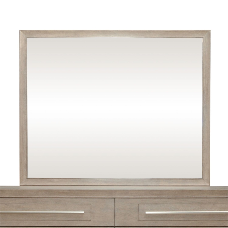 Pemberly Row Landscape Mirror with Picture Frame Molding in Brown