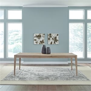 Pemberly Row Rectangular Leg Dining Table with 18 Inch Leaf in Brown
