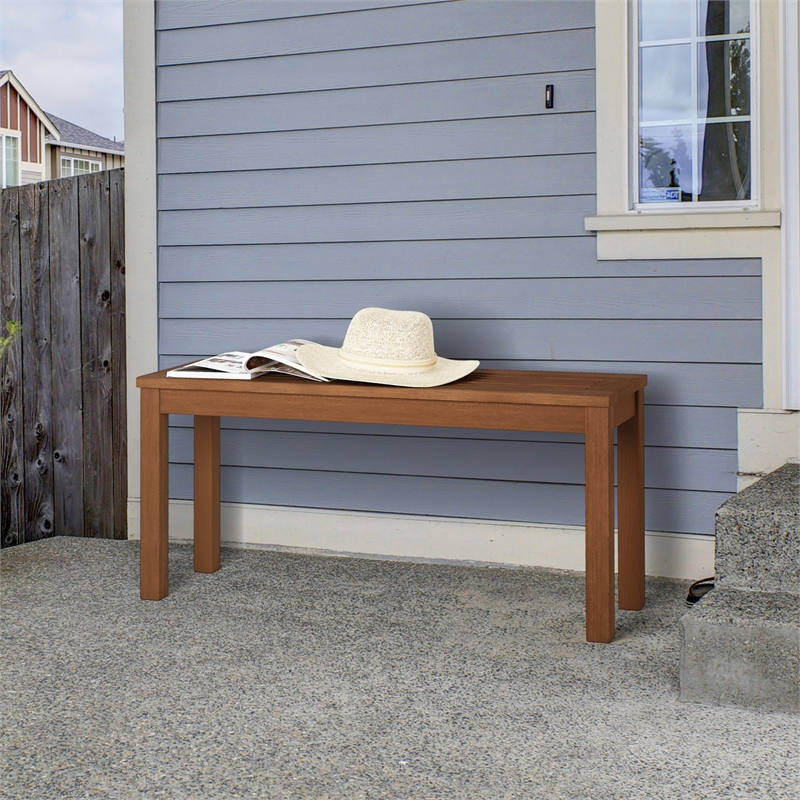 Pemberly Row Outdoor Bench with Backless 330 lbs Capacity in Light Wood