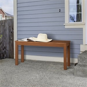 Pemberly Row Outdoor Bench with Backless 330 lbs Capacity in Light Wood