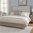 Pemberly Row King Upholstered Panel Headboard with Wood Accents in Brown