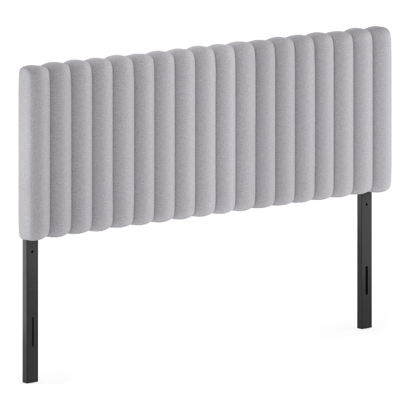 Pemberly Row Queen Upholstered Tufted Headboard in Light Grey