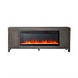 Pemberly Row 78 Inch TV Console with Firebox and Heavy Distressing in Brown