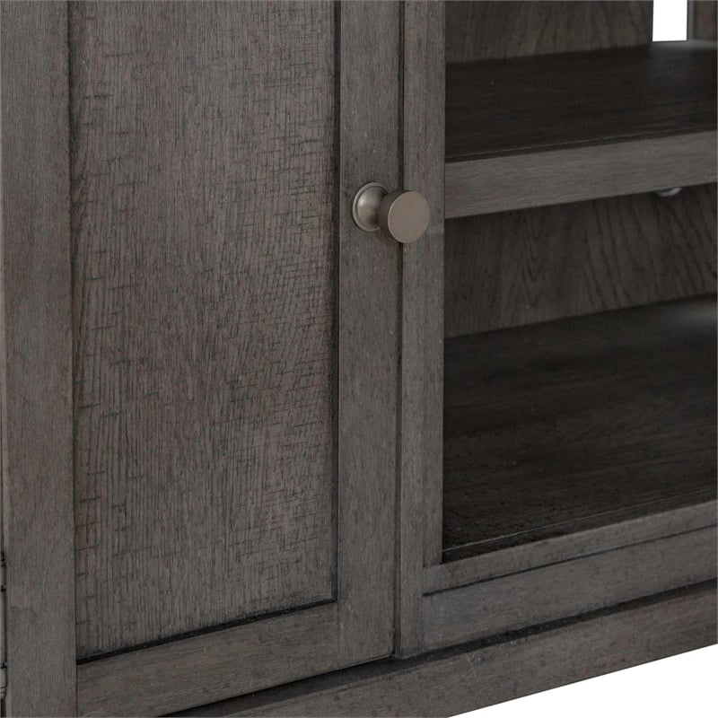 Pemberly Row 78 Inch Fireplace TV Console with Washed Brass Hardware in Brown