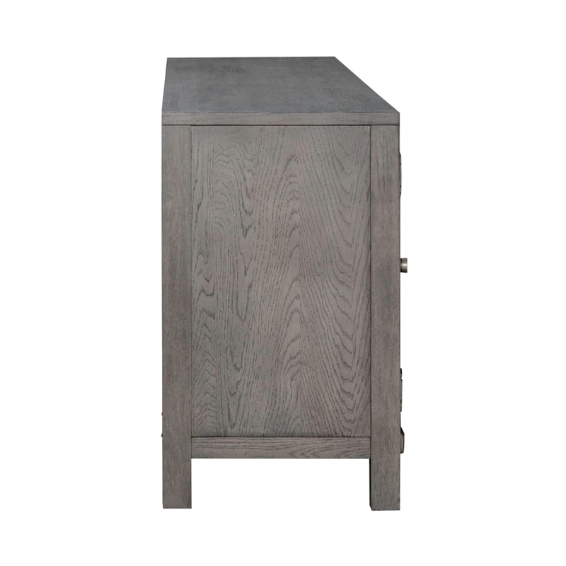 Pemberly Row 78 Inch Fireplace TV Console with Washed Brass Hardware in Brown