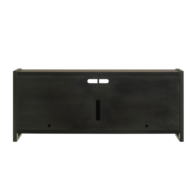 Pemberly Row 78 Inch TV Console with Firebox and Dark Pewter Frame in Brown