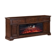 Pemberly Row 84 Inch TV Console with Firebox and Column Pilasters in Brown