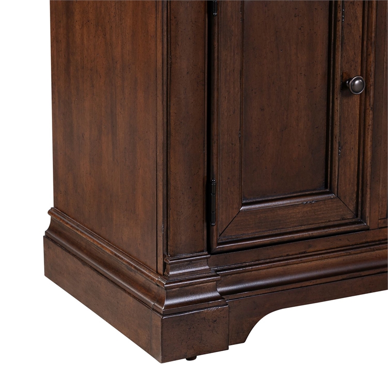 Pemberly Row 84 Inch TV Console with Firebox and Column Pilasters in Brown