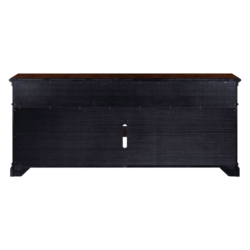 Pemberly Row 84 Inch TV Console with Firebox and Column Pilasters in Brown