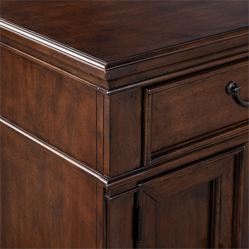 Pemberly Row 84 Inch TV Console with Firebox and Column Pilasters in Brown