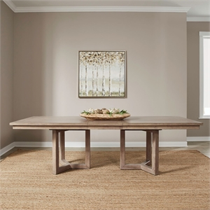 Pemberly Row Double Pedestal Dining Table with 18 Inch Leaf in Brown