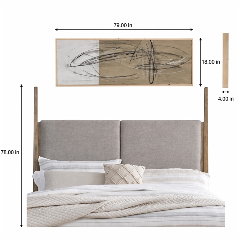 Pemberly Row King Upholstered Poster Headboard with Tapered Posts in Brown