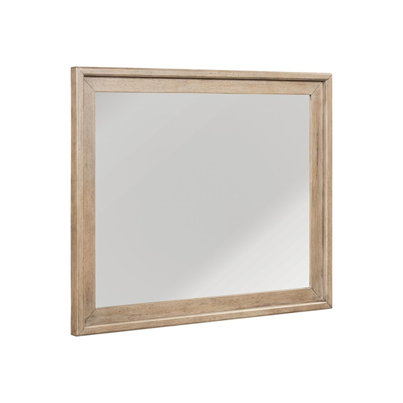 Pemberly Row Landscape Mirror with Beveled Edge in Barley Buff