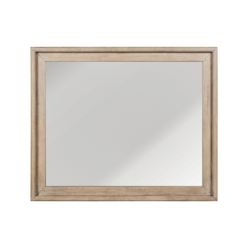 Pemberly Row Landscape Mirror with Beveled Edge in Barley Buff