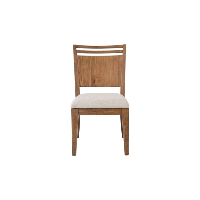 Pemberly Row Panel Back Side Chair with Slatted Crown Accent in Brown