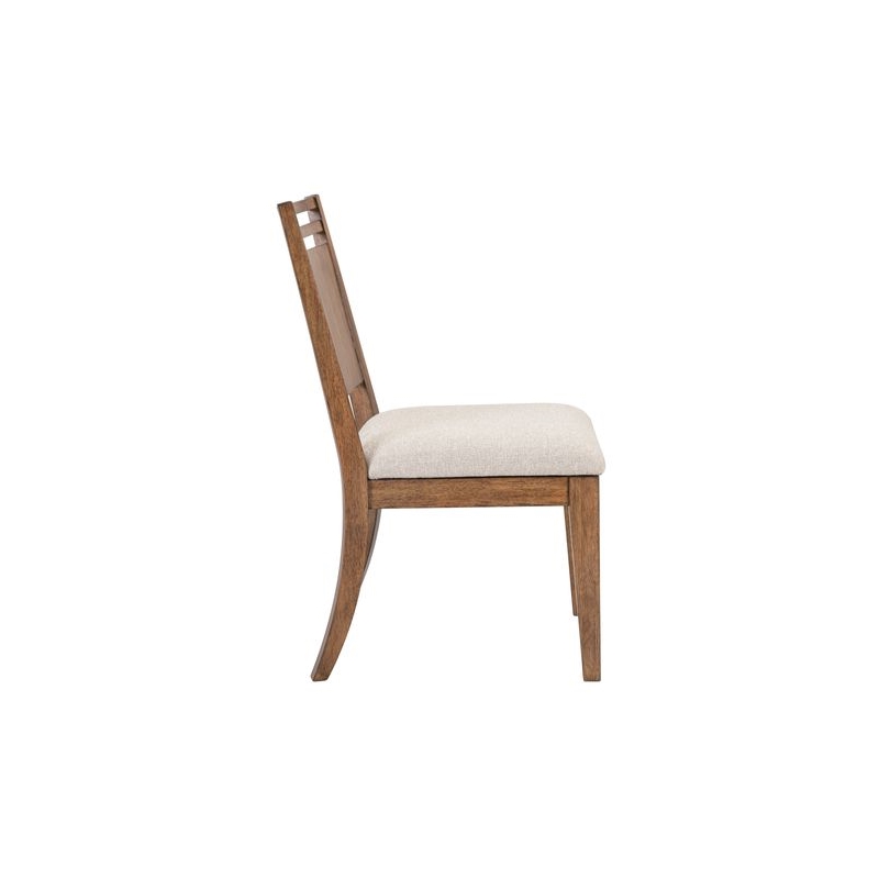 Pemberly Row Panel Back Side Chair with Slatted Crown Accent in Brown