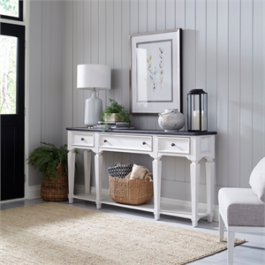 Pemberly Row 72 Inch Hall Console Table with 3 Drawers in White