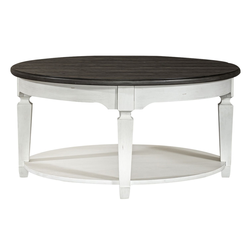 Pemberly Row 3-Piece Living Room Cocktail Table Set in Wirebrushed White