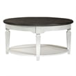 Pemberly Row Round Cocktail Table with Storage in Wirebrushed White Finish