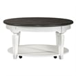 Pemberly Row Round Cocktail Table with Storage in Wirebrushed White Finish