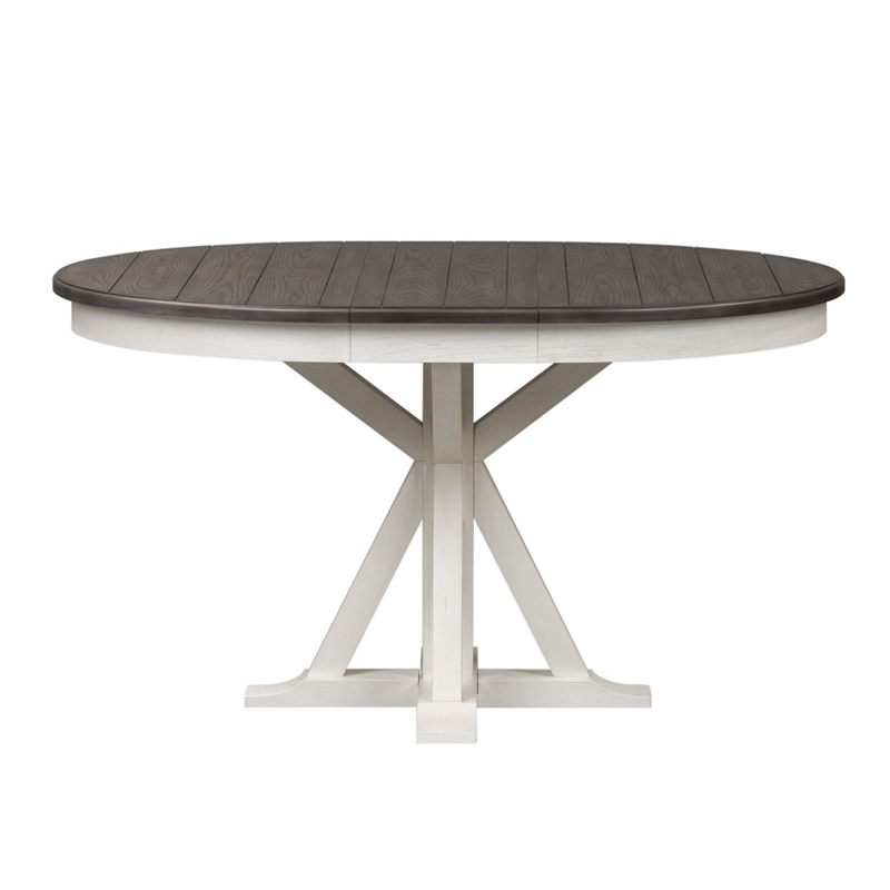 Pemberly Row Pedestal Table with 12 Inch Leaf and Criss Cross Base in White