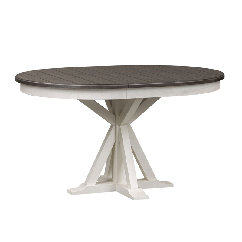Pemberly Row Pedestal Table with 12 Inch Leaf and Criss Cross Base in White