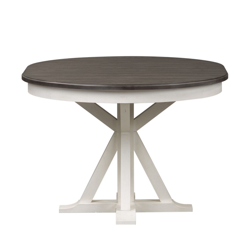 Pemberly Row Pedestal Table with 12 Inch Leaf and Criss Cross Base in White