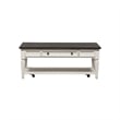 Pemberly Row Rectangular Cocktail Table with Drawer and Casters in White
