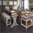 Pemberly Row 4 Piece Console Table Set with Swivel Stools in White
