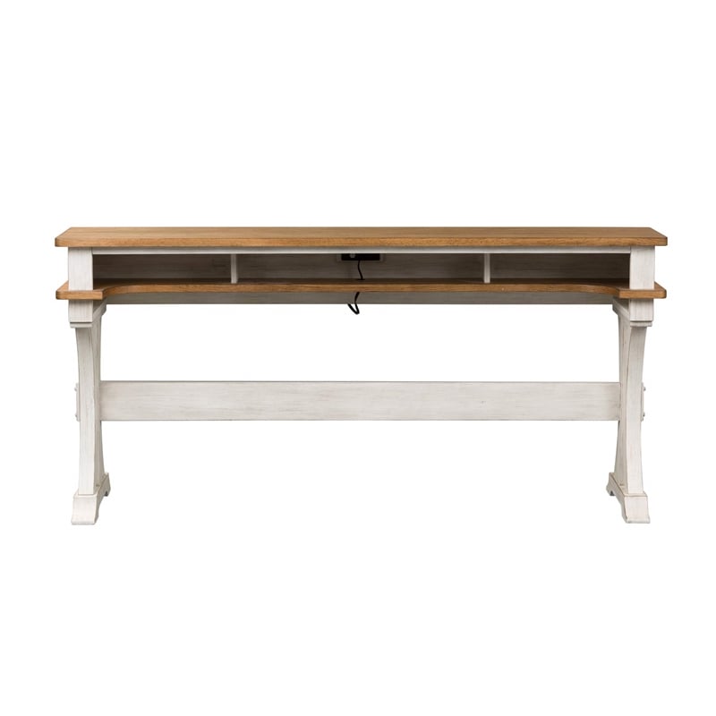 Pemberly Row 4 Piece Console Table Set with Swivel Stools in White