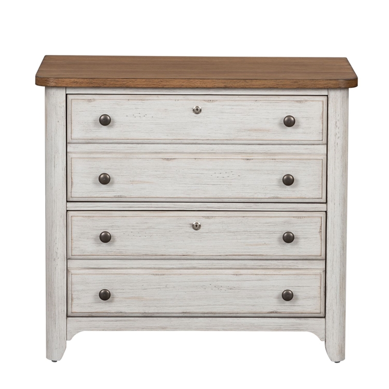 Pemberly Row Lateral File Cabinet with Locking Drawers in White