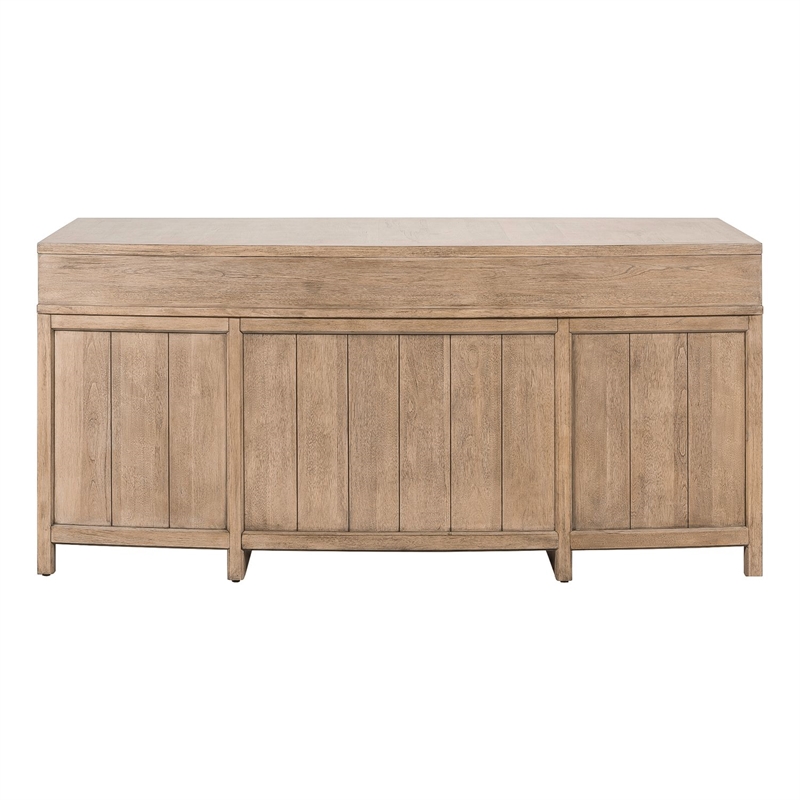 Pemberly Row Jr Executive Desk with Locking File Drawers in Brown