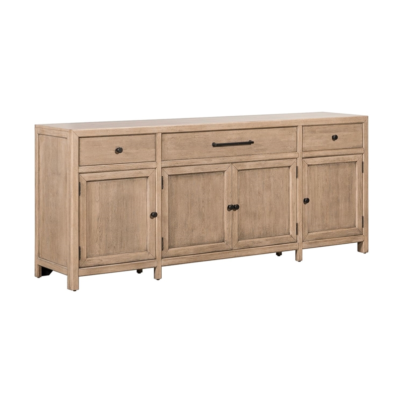 Pemberly Row 82 Inch TV Console with Picture Frame Molding in Rustic Brown