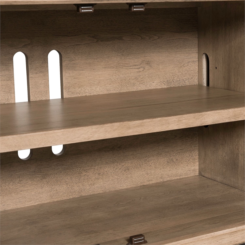 Pemberly Row 82 Inch TV Console with Picture Frame Molding in Rustic Brown